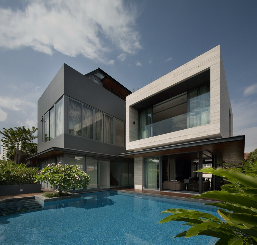 Top 50 Modern House Designs Ever Built! - Architecture Beast - Modern dark and bright facade. Modern white home and swimming pool.  Top_50_Modern_House_Designs_Ever_Built_featured_on_architecture_beast_26