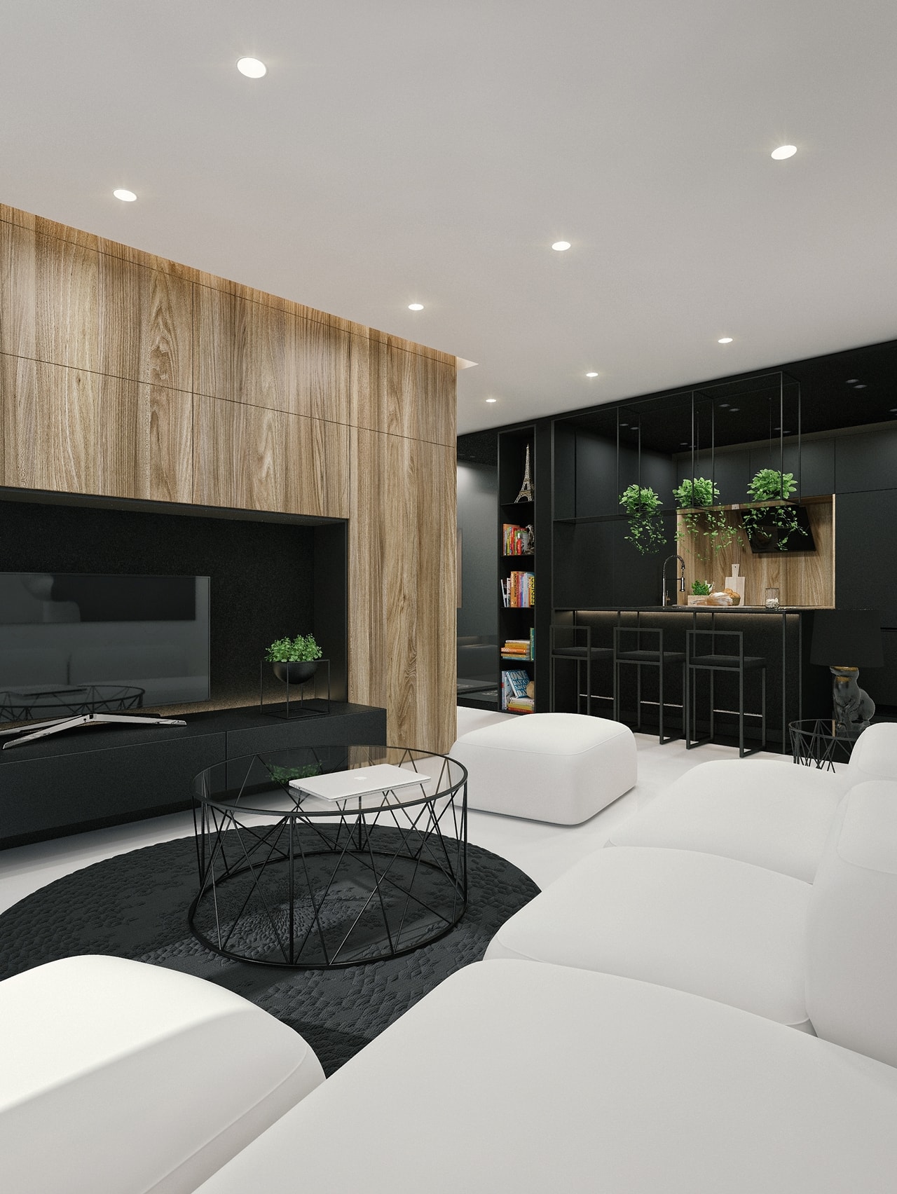 Black And White Interior Design Ideas: Modern Apartment by ID White